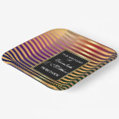 グリッター金ゴールドとブラック結婚ズスクエア ペーパープレート (傾斜あり)