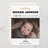 グリッター金ゴールドの誕生発表 案内状 (正面/裏面)