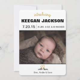 グリッター金ゴールドの誕生発表 案内状