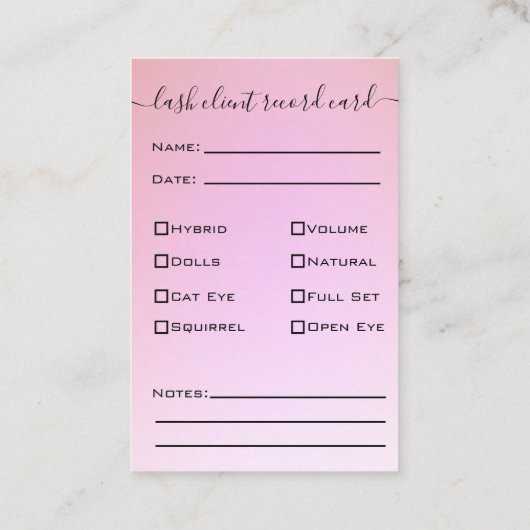 グリッター金ゴールドまつげ拡張クライアントレコードBusi 名刺 (裏面)