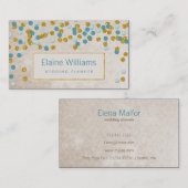 グリッター金ゴールドアクア紙吹雪モダン名刺 名刺 (正面/裏面)