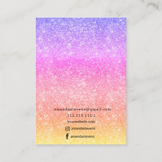 グリッター金ゴールドイエローパープルシックイヤリングディスプレイ 名刺 (裏面)