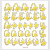 グリッター金ゴールドイエローフローラモノグラム母音 シール (シート)