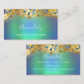 グリッター金ゴールドイベントプランナースタイルリストブルーグリーン 名刺 (正面/裏面)