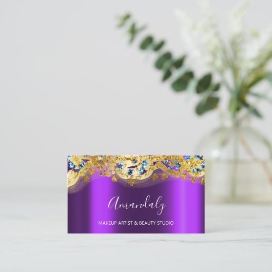 グリッター金ゴールドイベントプランナーファッションショップ 名刺 (スタンド正面)