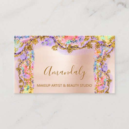 グリッター金ゴールドイベントプランナーファッションスタイリストバラB 名刺 (正面)