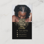 グリッター金ゴールドインスタグラム写真コラージヘアブレイディング 名刺 (裏面)