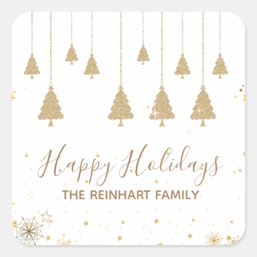 グリッター金ゴールドエレガントクリスマスシール スクエアシール (正面)