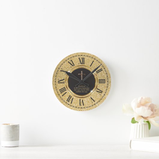 グリッター金ゴールドエレガント牧師の祭司教会 ラウンド壁時計 (ホーム)