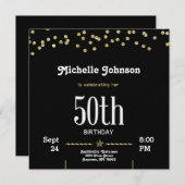 グリッター金ゴールドカスタマイズ可能50番目の誕生日招待状 招待状 (正面/裏面)