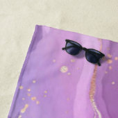 グリッター金ゴールドガーリースパープルネームサマービーチ ビーチタオル (インサイチュ)