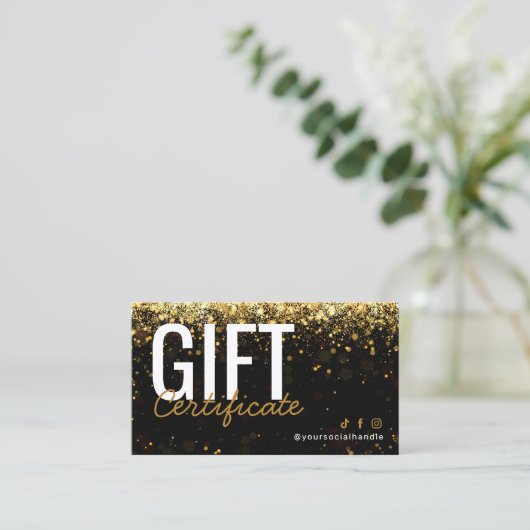 グリッター金ゴールドギフト券  名刺 (スタンド正面)