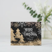 グリッター金ゴールドクリスマスツリーメリークリスマス カード (スタンド正面)