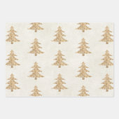 グリッター金ゴールドグラムクリスマスツリー ラッピングペーパーシート (正面3)