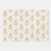 グリッター金ゴールドグラムクリスマスツリー ラッピングペーパーシート (正面)