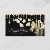 グリッター金ゴールドコマーシャルハウスクリーニングハウスキーパー 名刺 (正面)