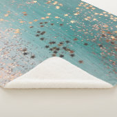 グリッター金ゴールドスターズオンティール(緑がかった色) シェルパブランケット (3/4)