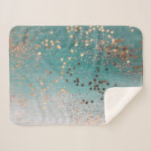 グリッター金ゴールドスターズオンティール(緑がかった色) シェルパブランケット (正面(横))