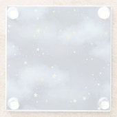 グリッター金ゴールドスターダークブルースカイパターン ガラスコースター (裏面)