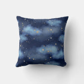グリッター金ゴールドスターダークブルースカイパターン クッション (裏面)