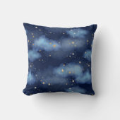 グリッター金ゴールドスターダークブルースカイパターン クッション (正面)