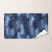 グリッター金ゴールドスターダークブルースカイパターン バスタオルセット (ハンドタオル)