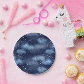 グリッター金ゴールドスターダークブルースカイパターン ペーパープレート (パーティー)