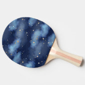 グリッター金ゴールドスターダークブルースカイパターン 卓球ラケット (横)