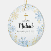 グリッター金ゴールドスノーフレークバプテスマオーナメント神恵 セラミックオーナメント (左)