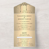 グリッター金ゴールドスパークルエレガントRSVPモダン結婚の オールインワン招待状 (内側)