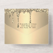 グリッター金ゴールドスパークルエレガントRSVPモダン結婚の オールインワン招待状 (裏面)