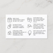 グリッター金ゴールドスプレータン指示アフターケアカード 名刺 (裏面)