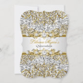グリッター金ゴールドダマスクキンセアニェラ招待状 招待状 (正面)
