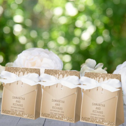 グリッター金ゴールドドリップシャンパンベージュ結婚ズ フェイバーボックス