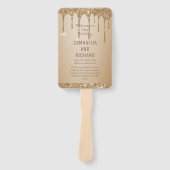 グリッター金ゴールドドリップスシャンパンベージュ結婚式 プログラム ハンドファン (正面)