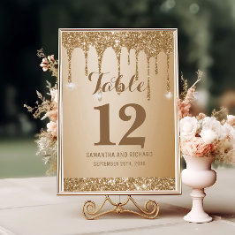 グリッター金ゴールドドリップスシャンパンベージュ テーブルナンバー