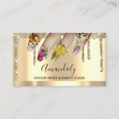 グリッター金ゴールドドリップス爪、 ネイルマニキュアフローラ 名刺 (正面)