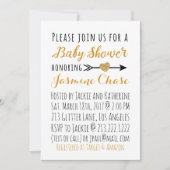 グリッター金ゴールドハート矢印ベビーシャワー招待状 招待状 (正面)