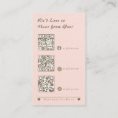 グリッター金ゴールドハート赤面ピンク&グレーサンキュー 名刺 (裏面)