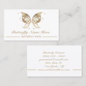 グリッター金ゴールドバタフライウイングスワール装飾 名刺 (正面/裏面)