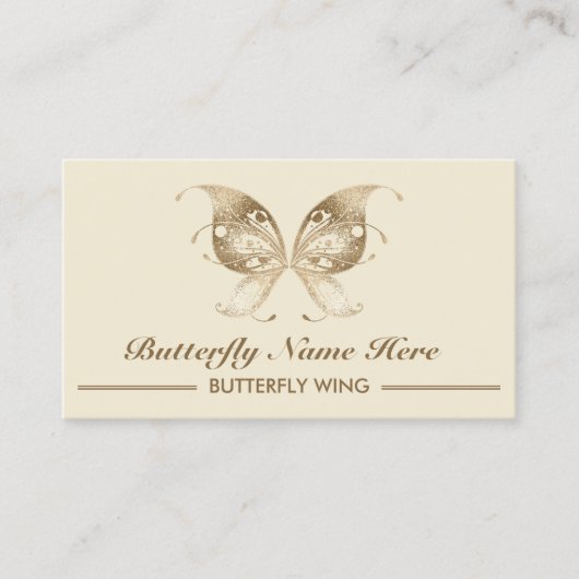 グリッター金ゴールドバタフライスワール装飾 名刺 (正面)