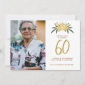 グリッター金ゴールドバラ葉60th誕生日 招待状 (正面)