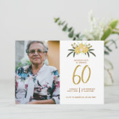 グリッター金ゴールドバラ葉60th誕生日 招待状 (スタンド正面)