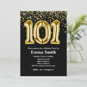 グリッター金ゴールドバルーン101th birthday party 招待状 (スタンド正面)
