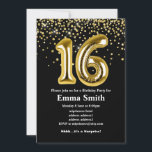 グリッター金ゴールドバルーン16th birthday party 招待状<br><div class="desc">グリッター金ゴールドパーティー用バルーン</div>