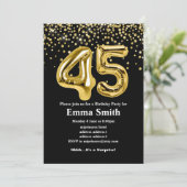 グリッター金ゴールドバルーン45th誕生日パーティー 招待状 (スタンド正面)