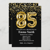 グリッター金ゴールドバルーン85th birthday party 招待状 (正面/裏面)