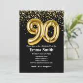 グリッター金ゴールドバルーン90th誕生日パーティー 招待状 (スタンド正面)