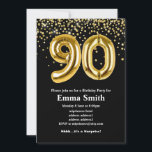 グリッター金ゴールドバルーン90th birthday party invite 招待状<br><div class="desc">グリッター金ゴールドパーティー用バルーン</div>