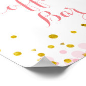 グリッター金ゴールドピンクの月の水の色コーヒーバー標識 ポスター (角)